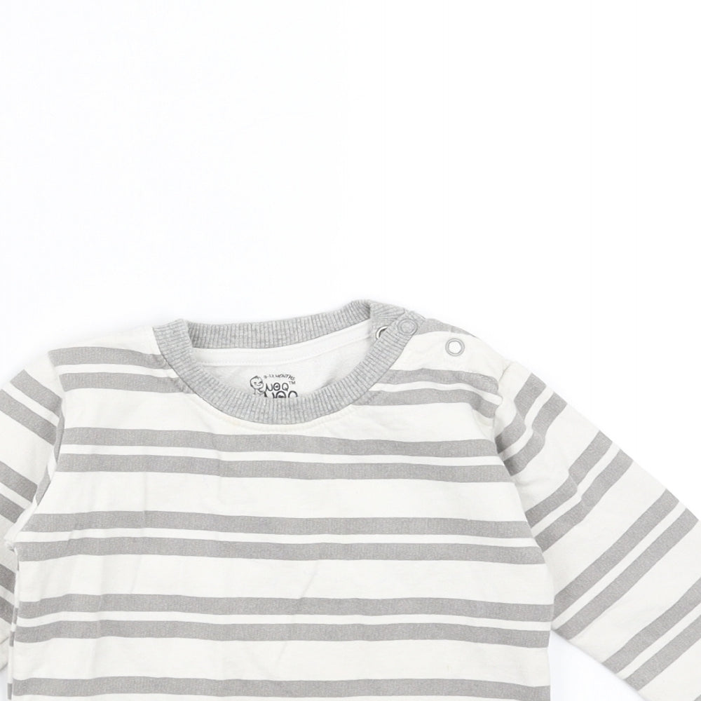 noqnoq Baby White Striped  Pullover Jumper Size 9-12 Months