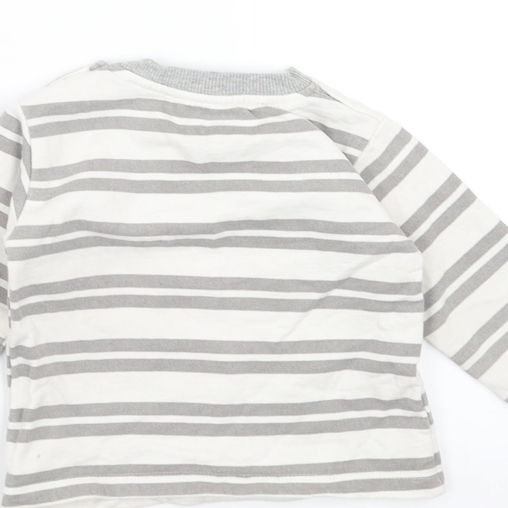 noqnoq Baby White Striped  Pullover Jumper Size 9-12 Months