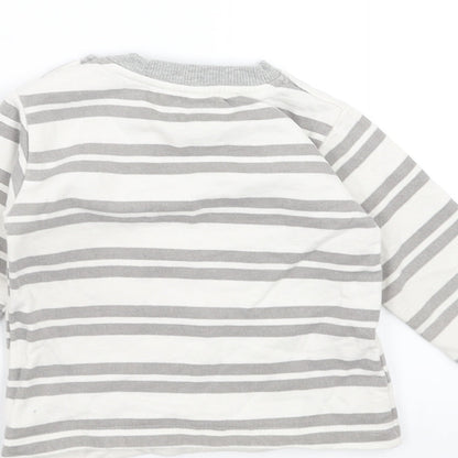 noqnoq Baby White Striped  Pullover Jumper Size 9-12 Months