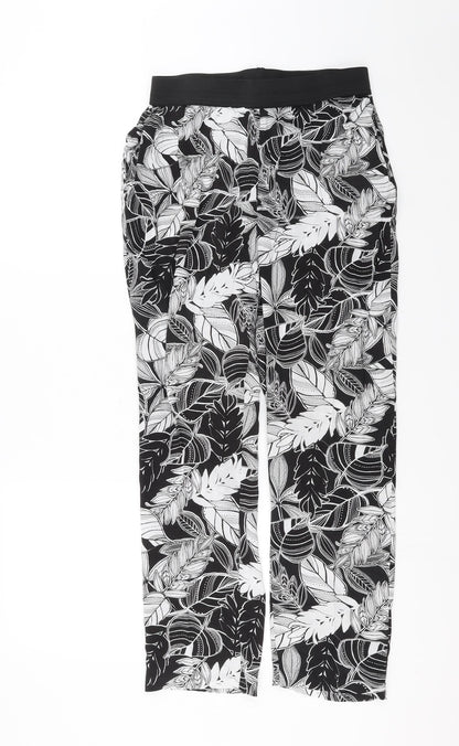 Select Womens Black Floral  Trousers  Size 12 L26 in