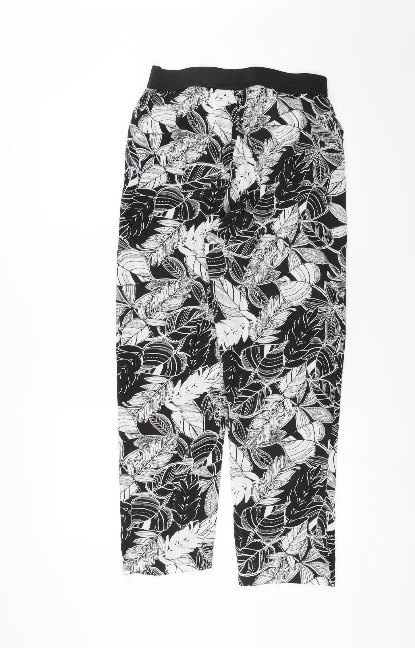 Select Womens Black Floral  Trousers  Size 12 L26 in