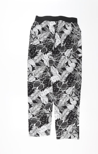Select Womens Black Floral  Trousers  Size 12 L26 in