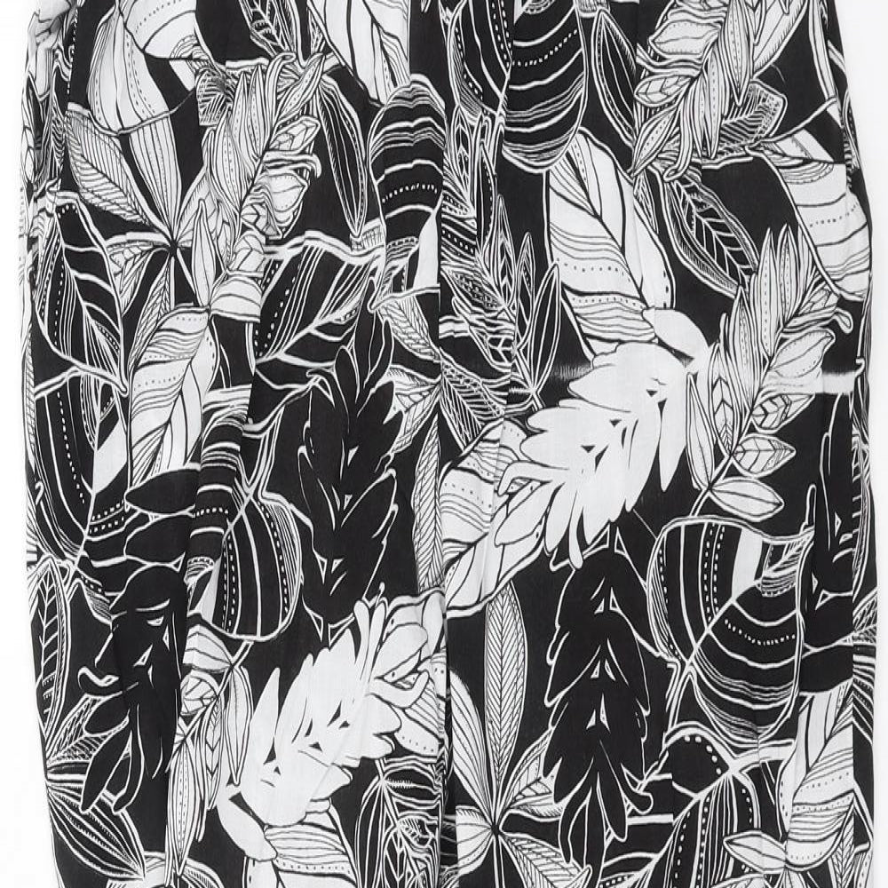 Select Womens Black Floral  Trousers  Size 12 L26 in