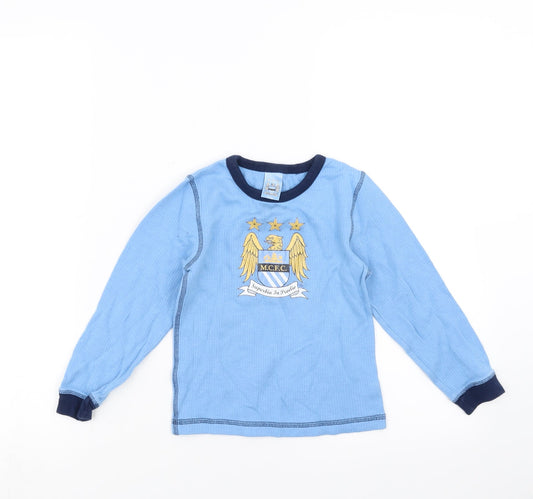 Marks and Spencer Boys Blue Solid   Pyjama Top Size 6-7 Years  - Manchester City Football Club