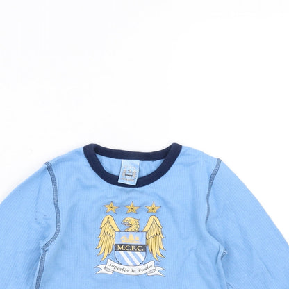 Marks and Spencer Boys Blue Solid   Pyjama Top Size 6-7 Years  - Manchester City Football Club