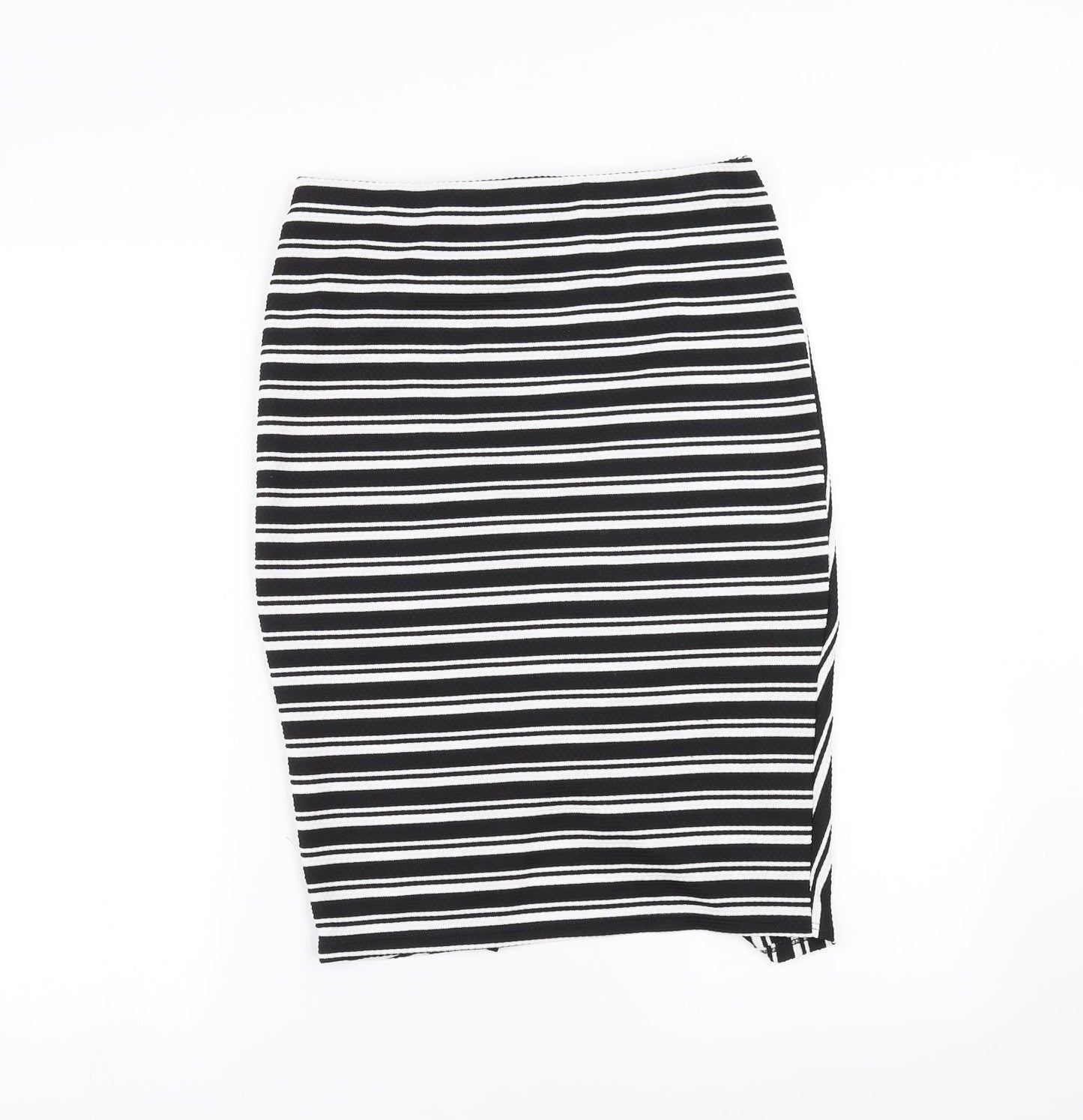 Primark Womens Black Striped  Straight & Pencil Skirt Size 10  - wrap style