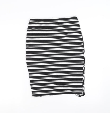 Primark Womens Black Striped  Straight & Pencil Skirt Size 10  - wrap style