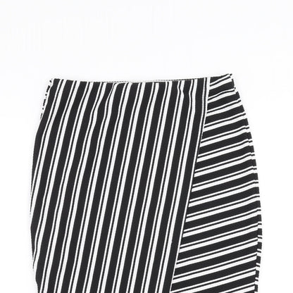 Primark Womens Black Striped  Straight & Pencil Skirt Size 10  - wrap style