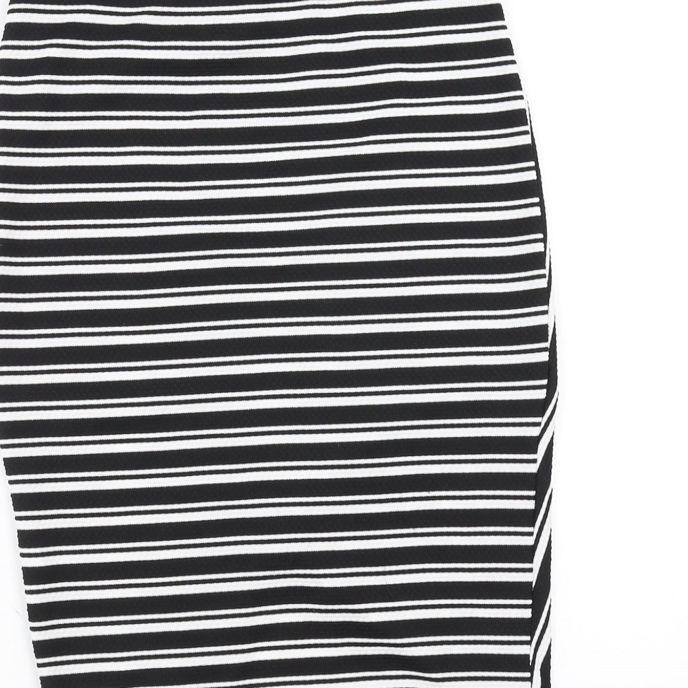 Primark Womens Black Striped  Straight & Pencil Skirt Size 10  - wrap style