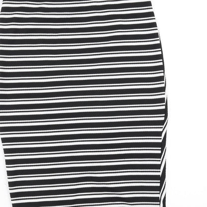 Primark Womens Black Striped  Straight & Pencil Skirt Size 10  - wrap style