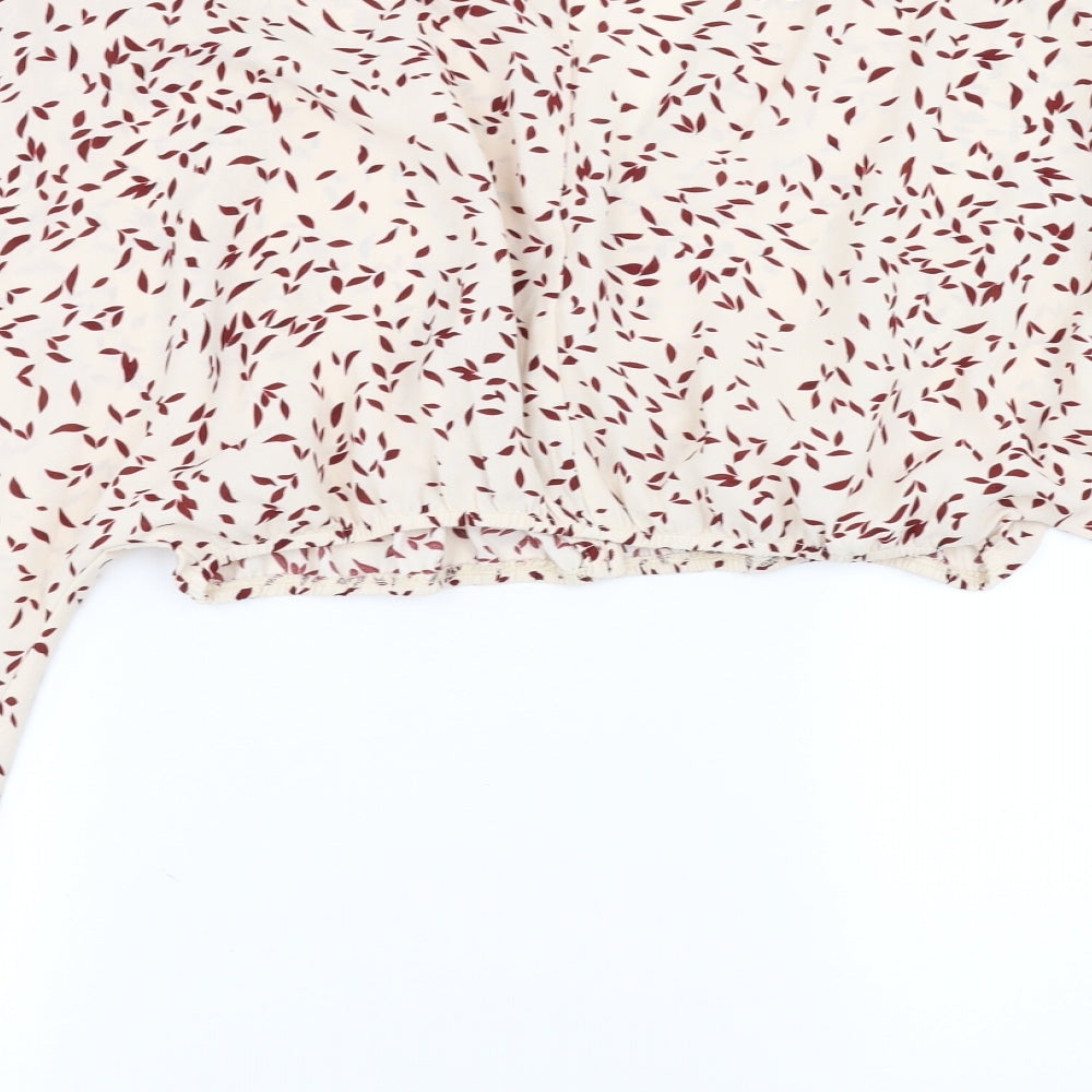 SheIn Womens Pink Geometric  Basic Blouse Size L  - cropped