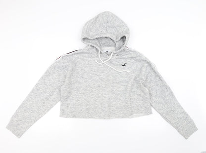 Hollister Womens Grey   Pullover Hoodie Size L  - cropped
