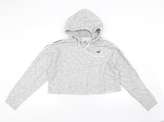 Hollister Womens Grey   Pullover Hoodie Size L  - cropped