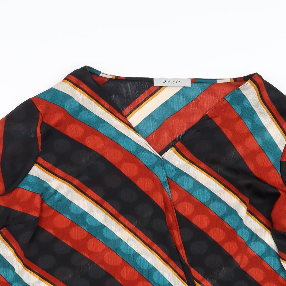Womens UK Size 14 Soon Multicoloured Basic Blouse