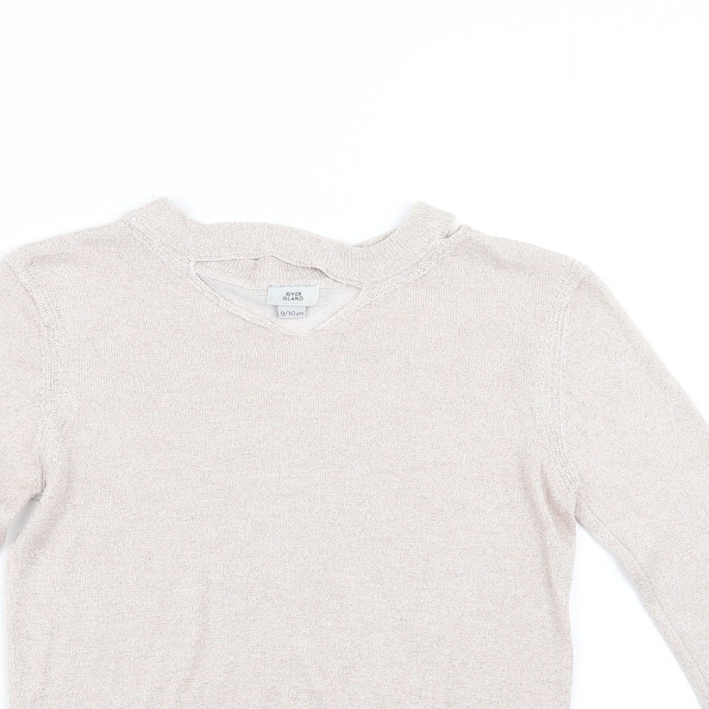 River Island Girls Pink   Pullover Jumper Size 9-10 Years  - glittery