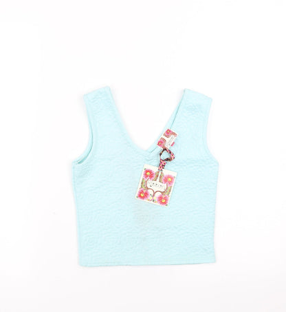 Womens UK Size 6 Ribbon Green Basic Tank