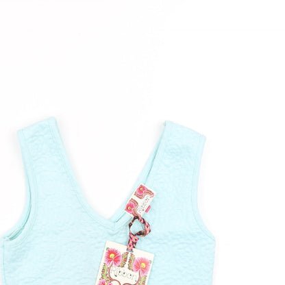 Womens UK Size 6 Ribbon Green Basic Tank