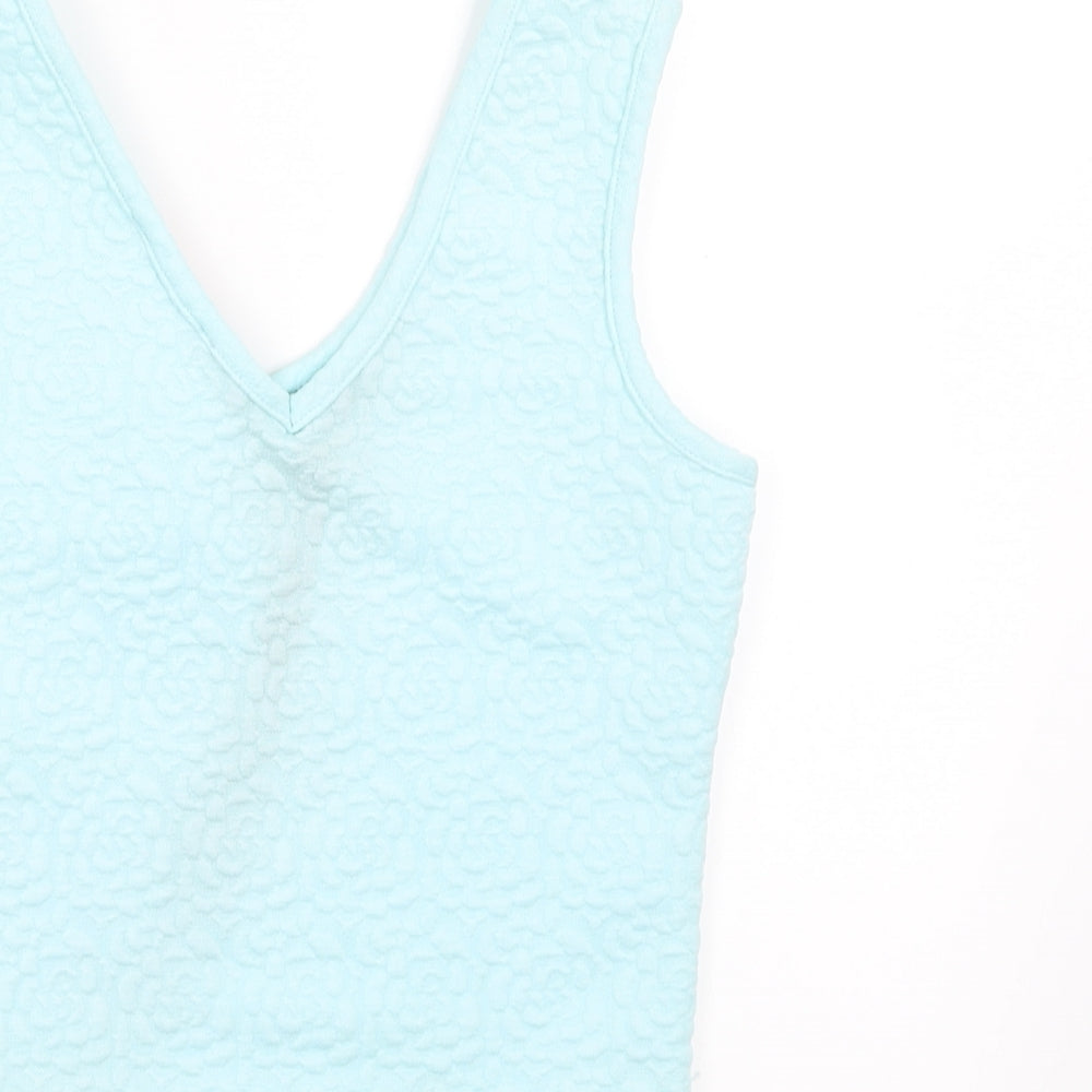 Womens UK Size 6 Ribbon Green Basic Tank