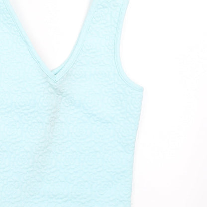 Womens UK Size 6 Ribbon Green Basic Tank