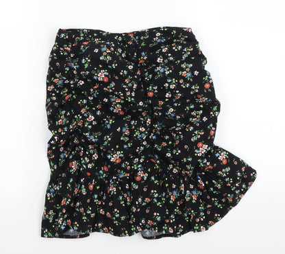 Bershka Womens Black Floral  Mini Skirt Size 4