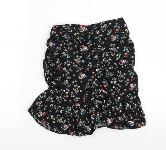 Bershka Womens Black Floral  Mini Skirt Size 4