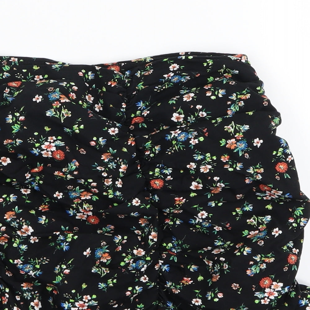 Bershka Womens Black Floral  Mini Skirt Size 4