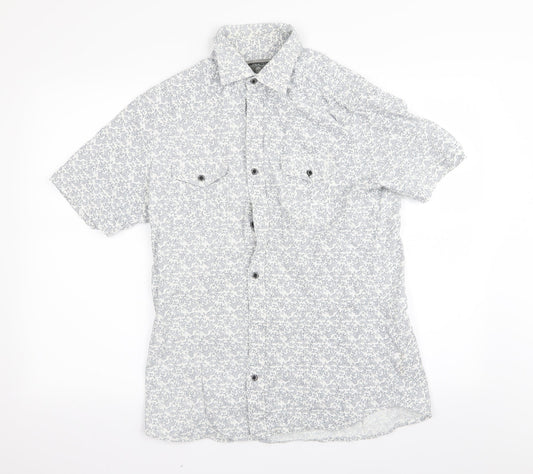 Mens UK Size 15.5 outrage White  Button-Up Short Sleeve Casual Shirt