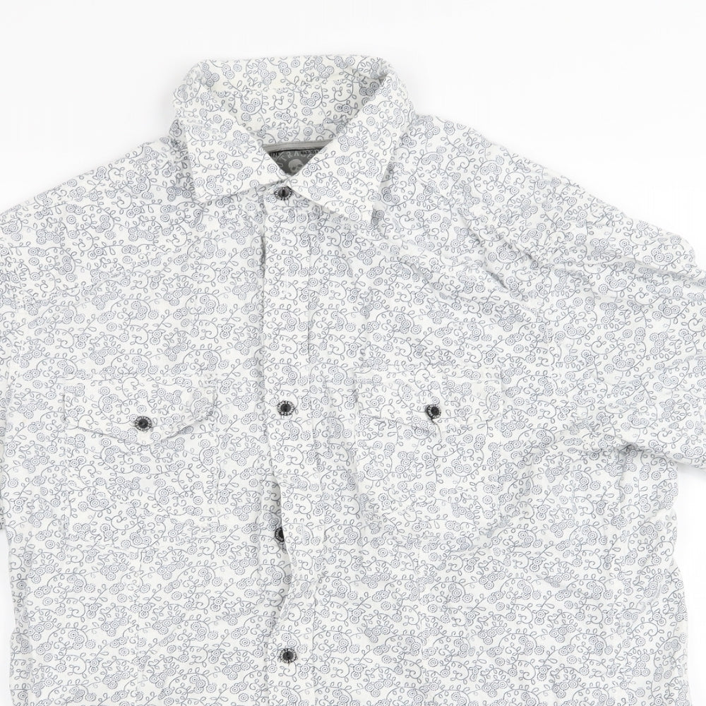 Mens UK Size 15.5 outrage White  Button-Up Short Sleeve Casual Shirt