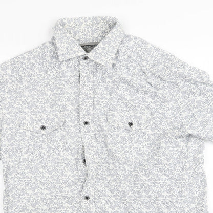 Mens UK Size 15.5 outrage White  Button-Up Short Sleeve Casual Shirt
