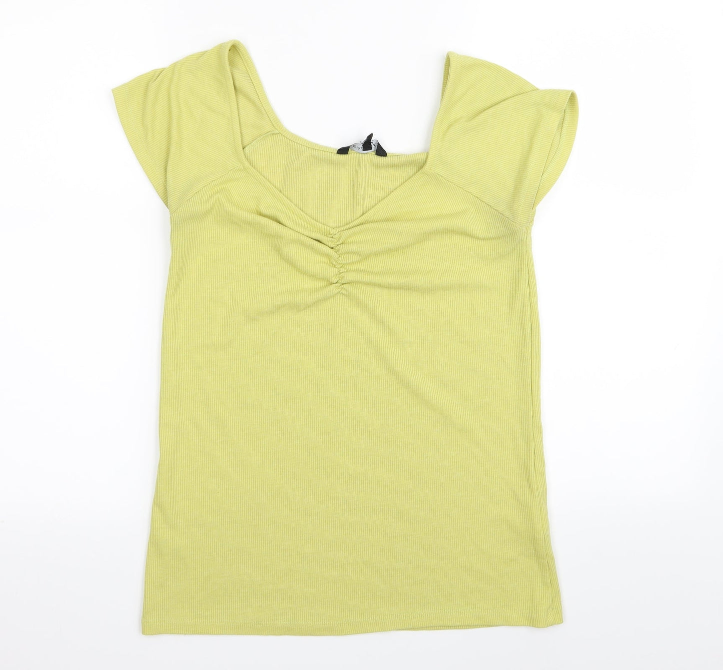 Womens UK Size 14 Peacocks Yellow Basic T-Shirt
