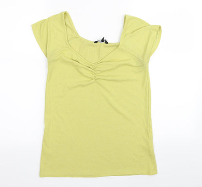 Womens UK Size 14 Peacocks Yellow Basic T-Shirt