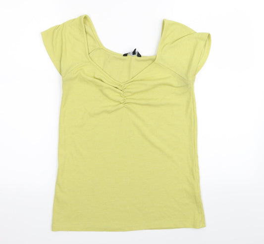Womens UK Size 14 Peacocks Yellow Basic T-Shirt