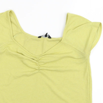 Womens UK Size 14 Peacocks Yellow Basic T-Shirt