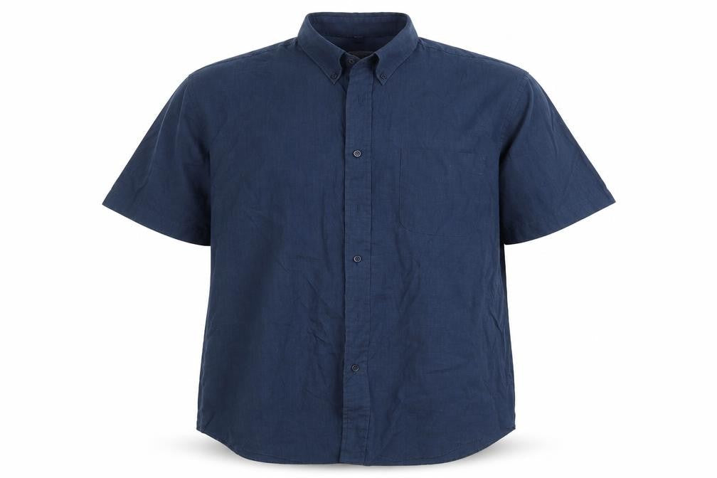 Mens UK Size 15 copperstone Blue  Button-Up Short Sleeve Casual Shirt