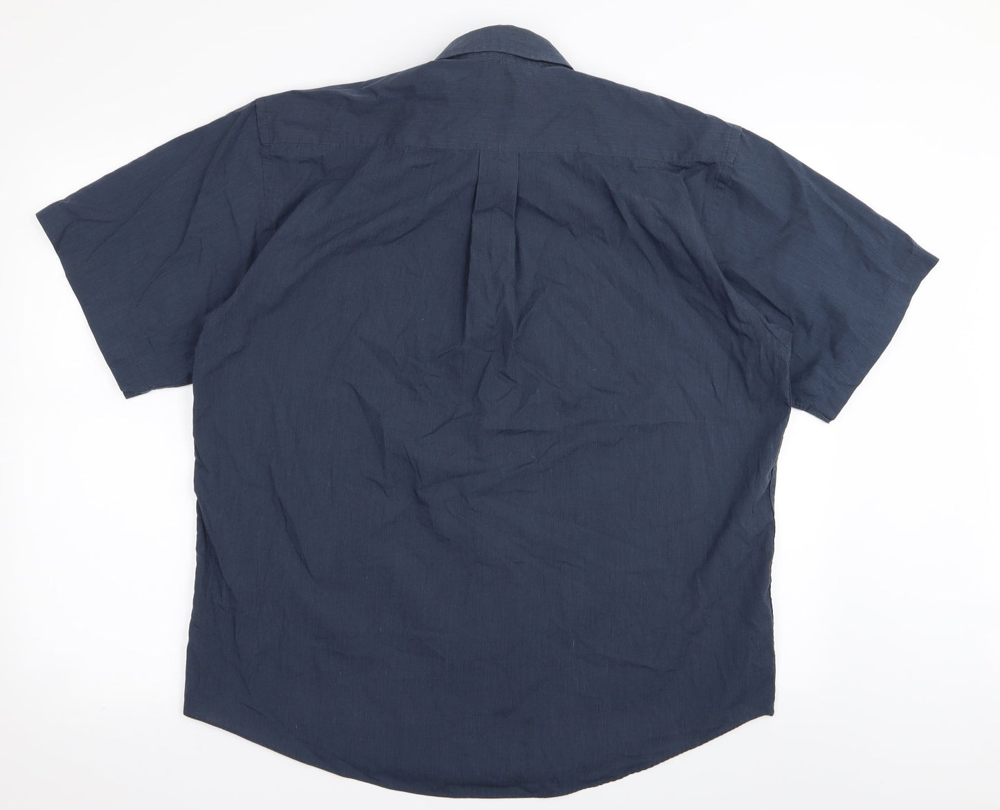 Mens UK Size 15 copperstone Blue  Button-Up Short Sleeve Casual Shirt