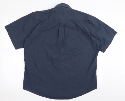 Mens UK Size 15 copperstone Blue  Button-Up Short Sleeve Casual Shirt