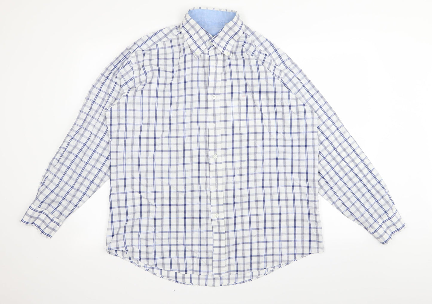 Mens UK Size L Preworn Blue  Button-Up Long Sleeve Casual Shirt