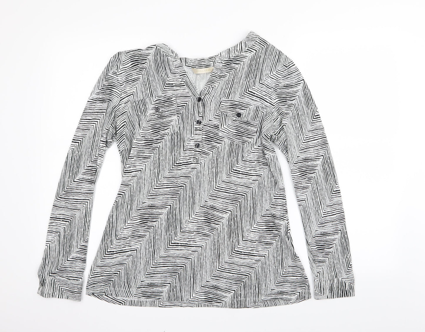 Epilogue Womens Black Striped  Basic T-Shirt Size 12