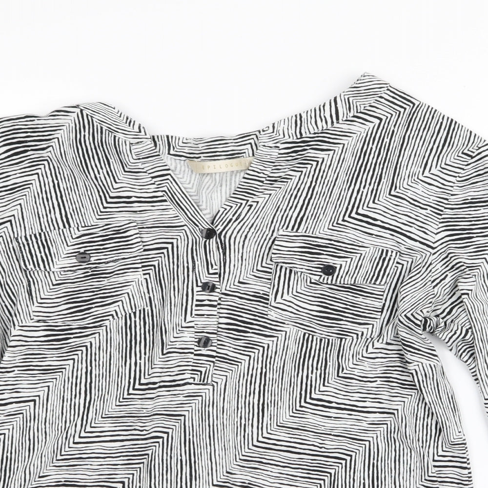 Epilogue Womens Black Striped  Basic T-Shirt Size 12