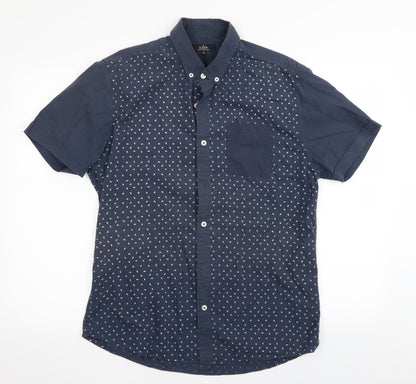 Mens UK Size M Easy Blue  Button-Up Short Sleeve Casual Shirt