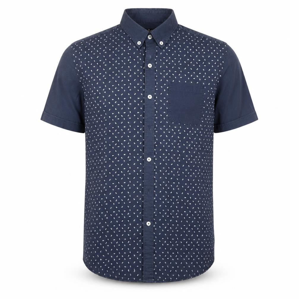 Mens UK Size M Easy Blue  Button-Up Short Sleeve Casual Shirt