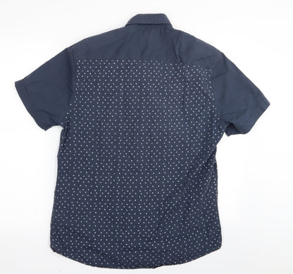 Mens UK Size M Easy Blue  Button-Up Short Sleeve Casual Shirt