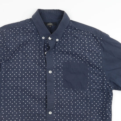 Mens UK Size M Easy Blue  Button-Up Short Sleeve Casual Shirt