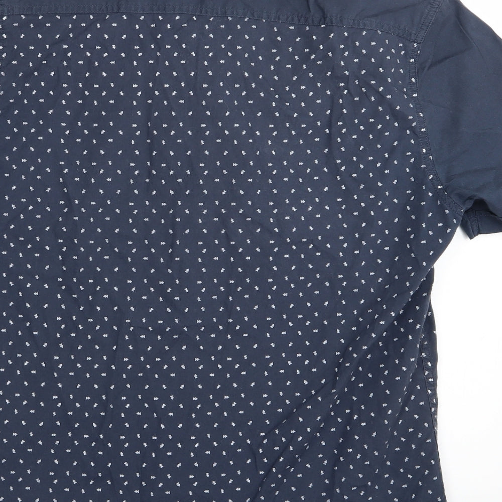 Mens UK Size M Easy Blue  Button-Up Short Sleeve Casual Shirt