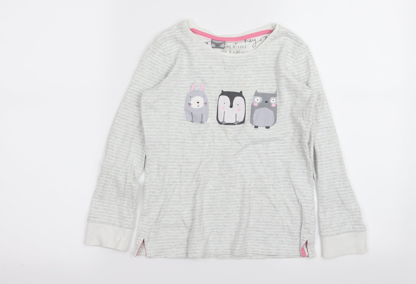 NEXT Girls Grey Striped  Top Pyjama Top Size 9 Years