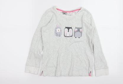 NEXT Girls Grey Striped  Top Pyjama Top Size 9 Years