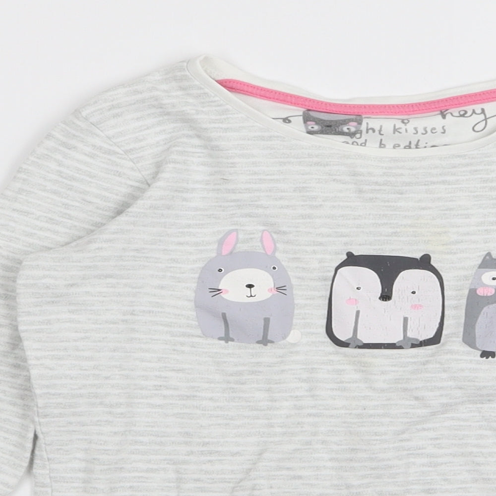NEXT Girls Grey Striped  Top Pyjama Top Size 9 Years