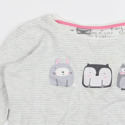 NEXT Girls Grey Striped  Top Pyjama Top Size 9 Years