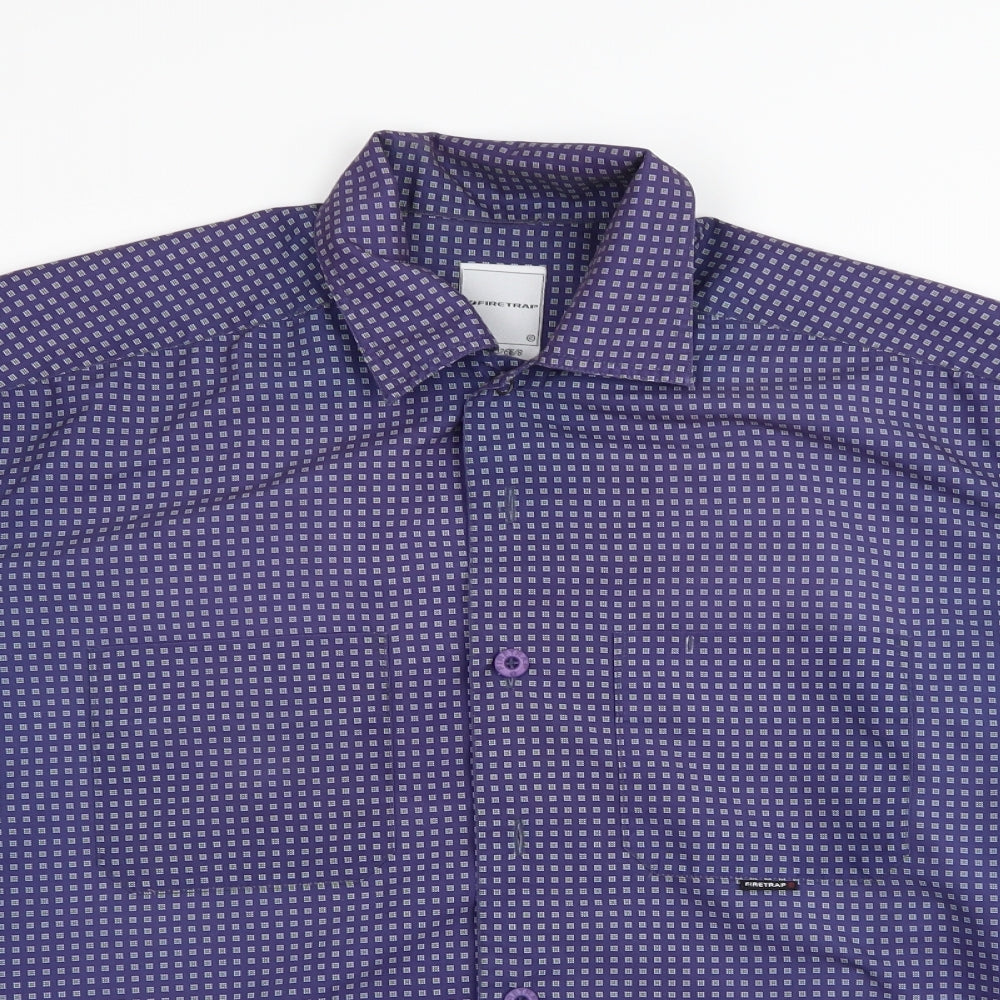 firestrap Mens Blue Geometric   Button-Up Size M