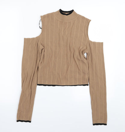 Womens UK Size 10 Missguided Brown Basic T-Shirt